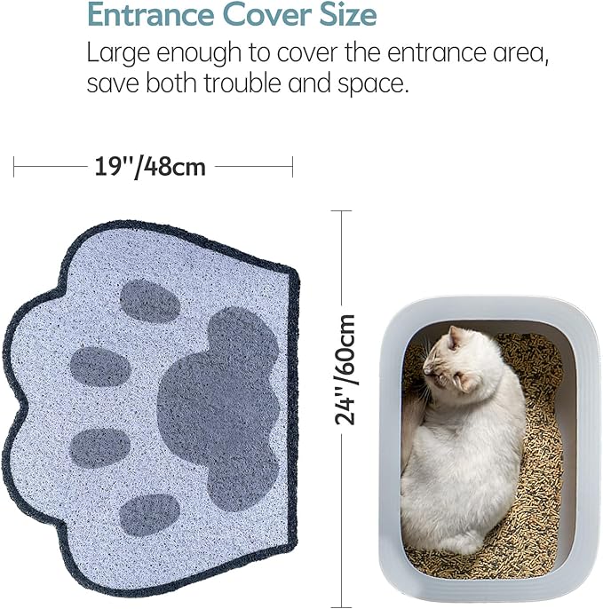 Cute Cat Litter Mat 24”x19”, Litter Box Mat, Litter Trapping Mat, Soft on Kitty Paws, Easy Clean, Anti Slip, Pet Accessories, Door Floor mats - Black Pink