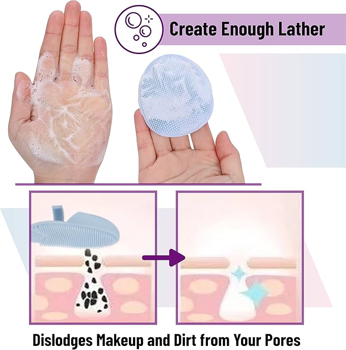 Slick- Silicone Facial Cleansing Brush, 4 Pack, Silicone Face Scrubber Exfoliator