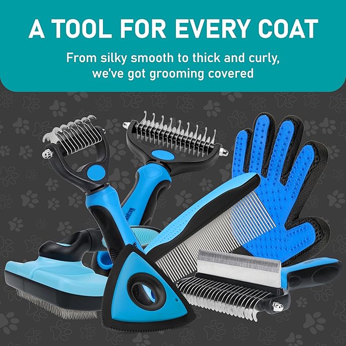 Maxpower Planet Pet Grooming Brush - Double Sided Shedding and Dematting Undercoat Rake Comb for Dogs and Cats,Extra Wide (C2 - Brush & Comb, Large)