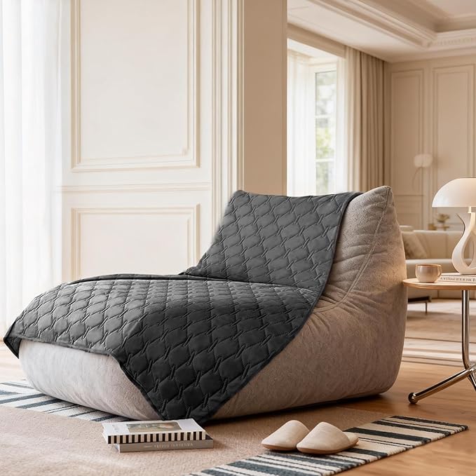gogobunny 100% Double Sided Waterproof Dog Blanket Soft Pet Bed Cover Reversible Protect Furniture Couch Sofa Car for Puppy Large Dog Cat (Dark Charcoal/Light Charcoal, 52x82 Inch (Pack of 1))