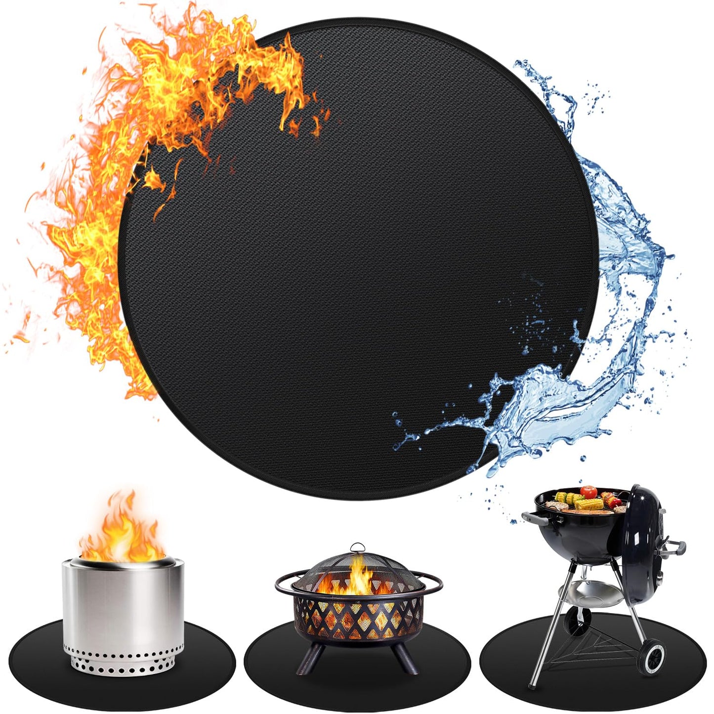 Huchiz 59" Fire Pit Mat for Solo Stove Bonfire, Double-Sided Fireproof Under Grill Mat Deck Patio Protector Pad, Round BBQ Mat for Solo Stove Accessories, Easy to Clean, Reusable
