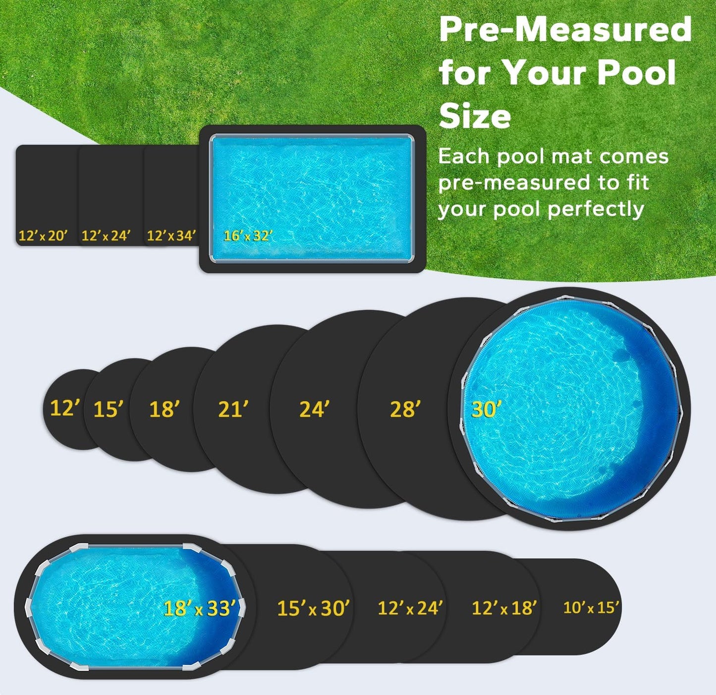 POOLHACKER 12 ft Pool Liner Pad, [2026 New Pool Pad 9.4 oz/yd² Heavy-Duty] Round Pool Liner Pad for Above Ground Swimming Pools, Prevents Punctures, Effortless to Install, Eco-Friendly Padding