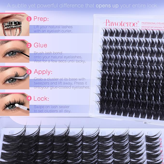 Pawotence Manga Lash Clusters 10-18mm Eyelash Clusters 120pcs Cluster Eyelash Extensions Anime Cluster Lashes Individual False Eyelashes for DIY Lash Extension at Home