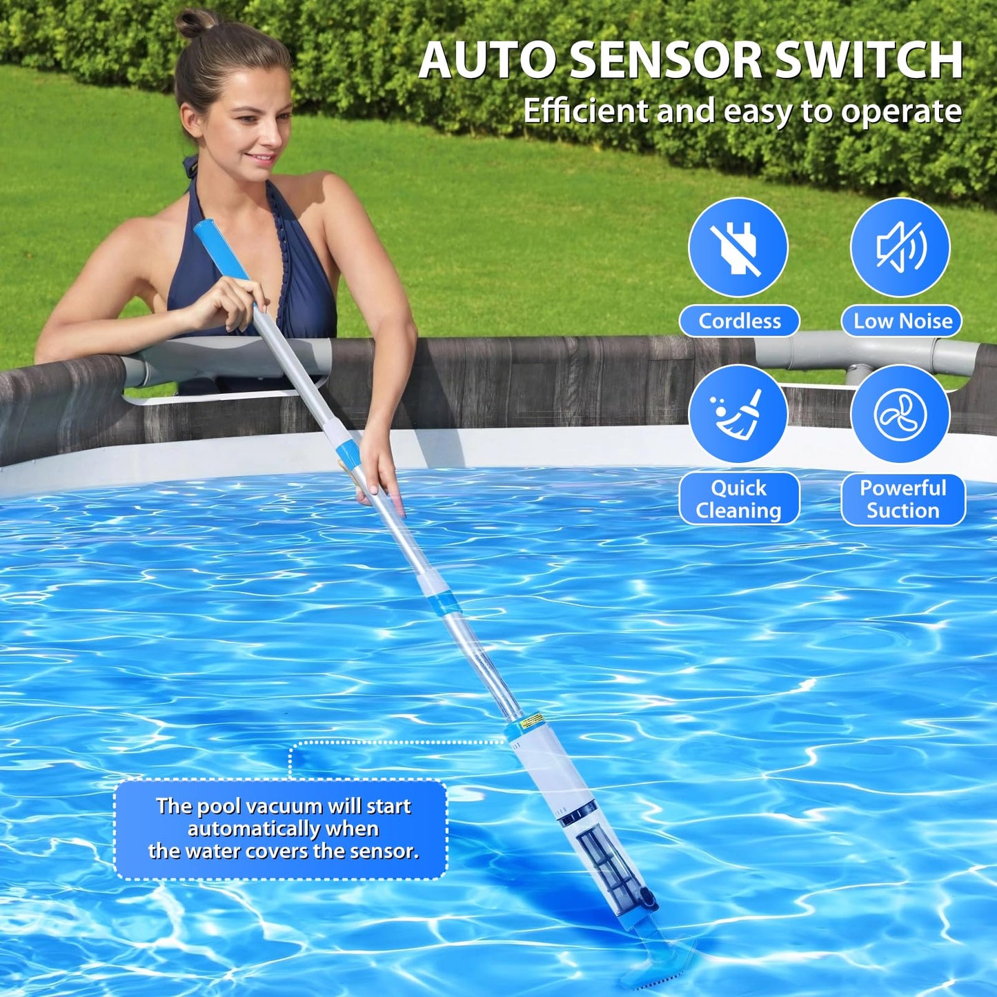 4 in 1 Cordless Rechargeable Small Pool Vacuum spa hot tub 90 Mins Running Time, 12 Gallons/Min Powerful Suction 2026 new (White Cyan)