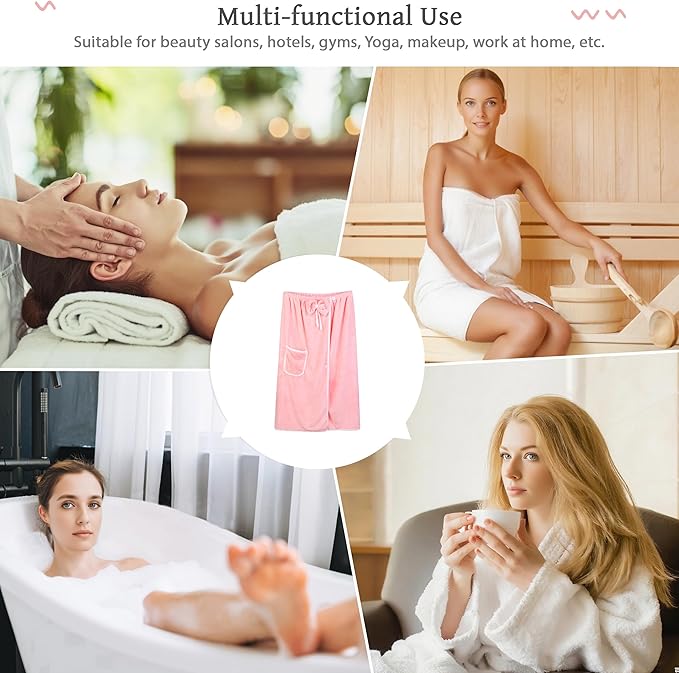 Towel Wrap Women Shower Robe Adjustable Closure Bathrobe with Hair Drying Towel & Spa Wraps
