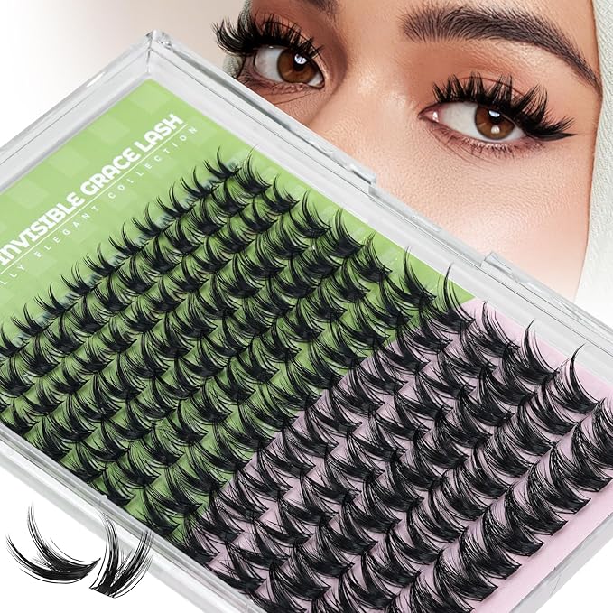 KEYYOU Fairy Wink Lash Clusters Eyelash Extension D Curl 144Pcs Eyelash Extension Wispy Natural Invisible Band with Waterproof DIY at Home(Fairy Wink-D-8-18MIX)