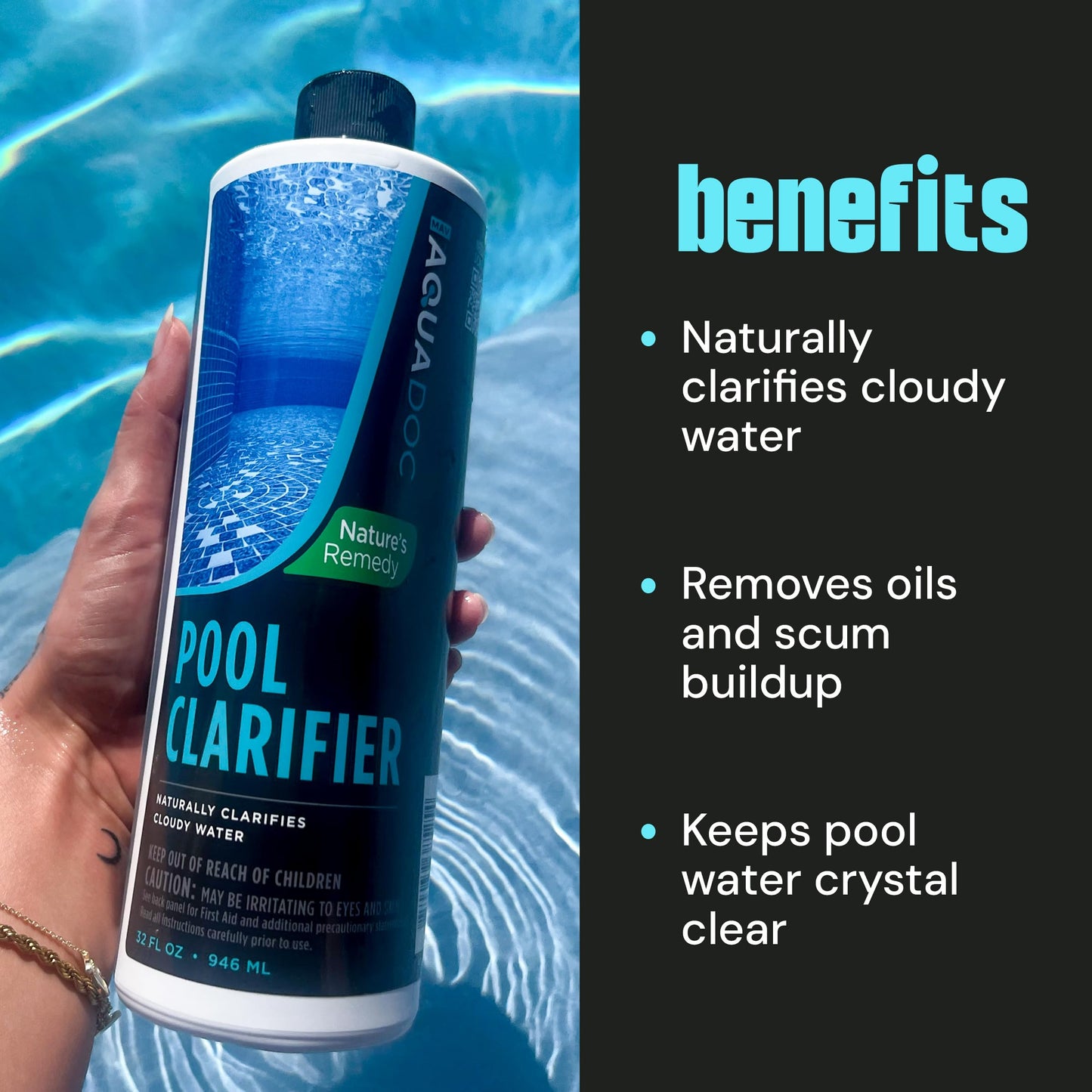 Ultimate Natural Pool Clarifier - an Eco-Friendly Way to get Clear Pool Water by Removing Cloudy Pool Water - AquaDoc Natural Pool Chemicals