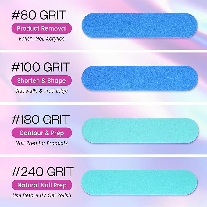 25PCS Mini Size PANA Professional Double Sided Nail Files - Blue, 180/180 Grit - Emery Board Nail Buffering File Manicure Pedicure Nail Polisher Washable