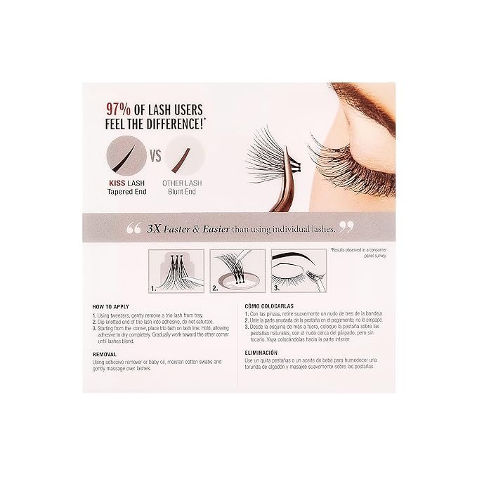 Kiss Looks So Natural Trio Lash Combo Pack False Eyelashes, Lash Extension Kit, Short & Medium, Tapered End Technology, 3D Lengths & Angles, Easy Grip Tray, Lash Glue 0.7g, 30 Lash Clusters