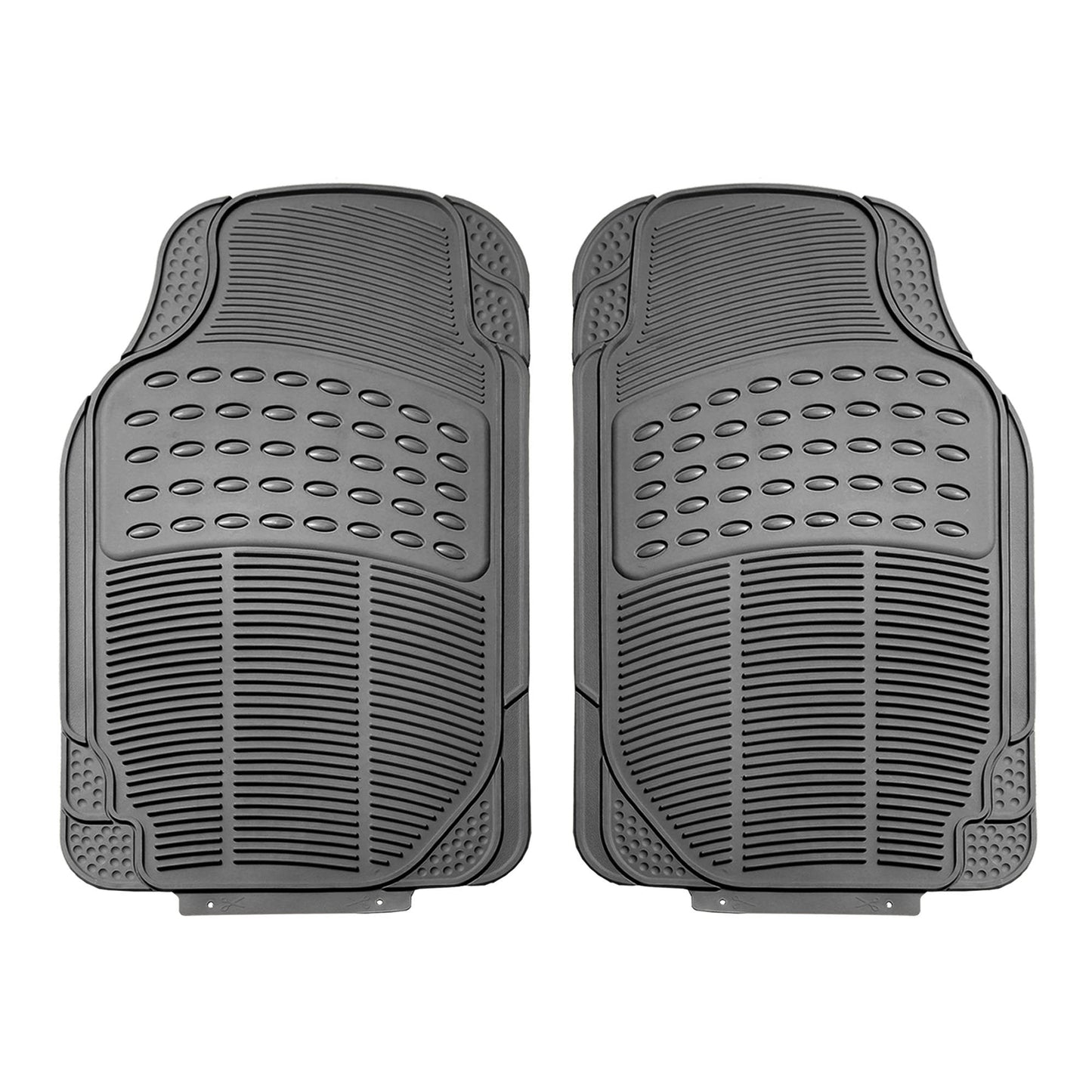 FH Group Automotive Floor Mats Climaproof for All Weather Protection Universal Fit Trimmable Heavy Duty fits Most Cars, SUVs, and Trucks, 2pc Front Set Solid Gray