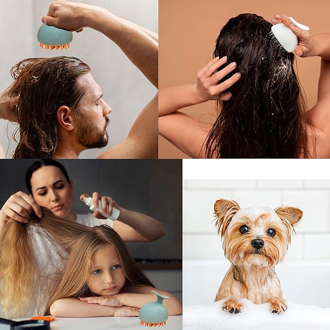 2 Pack Scalp Massager, Hair Scalp Massager Shampoo Brush, Scalp Scrubber Soft Silicone Bristles to Remove Dandruff, Ease for All Hair Types - for Women, Men, Wet & Dry Hair