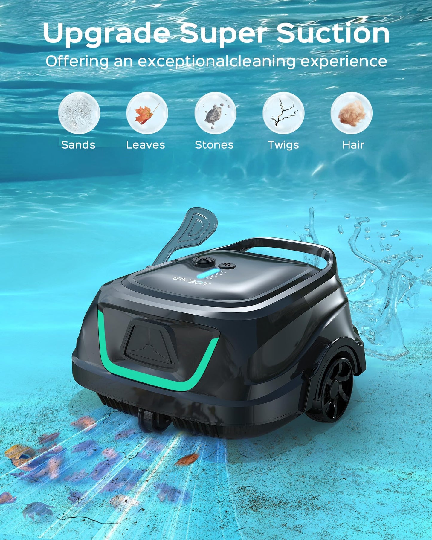 [2026 New] WYBOT A1 Robotic Pool Cleaner – Dual-Layer Filtration, 120-Min Runtime, Powerful Cordless Pool Vacuum for Above-Ground & Flat Pools, Efficient Debris Removal & Auto-Parking Design