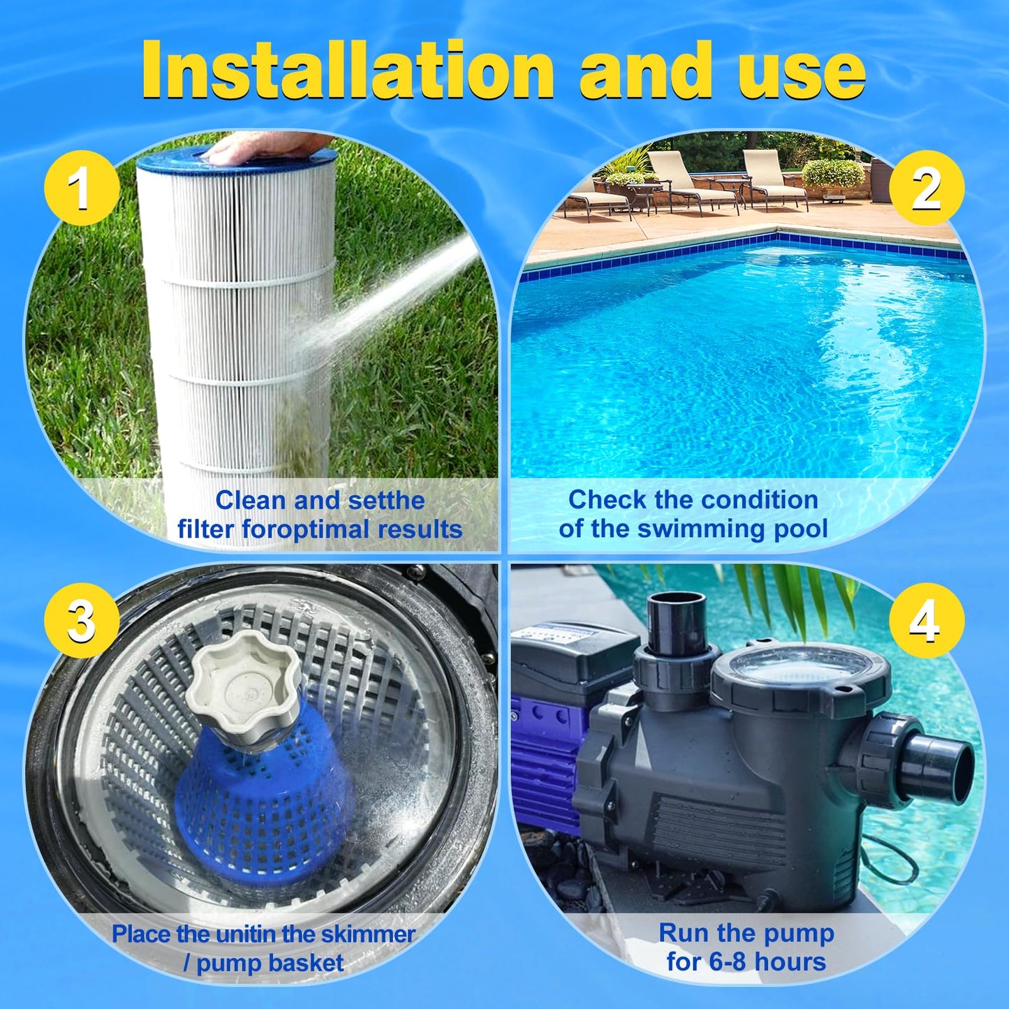 Pool Cartridge for 7.5K–20K Gallon Pools, Lasts up to 6 Months and typically Completes Transformation Within 24–72 Hours, Blue/White