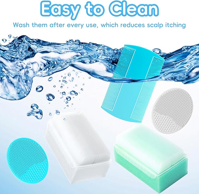 Cradle Cap Brush for Babies, Baby Bath Essentials with Silicone Scrubber Bath Sponge Dual-Sided Comb for Newborns Toddlers Boys Girls (Green, Set of 5)
