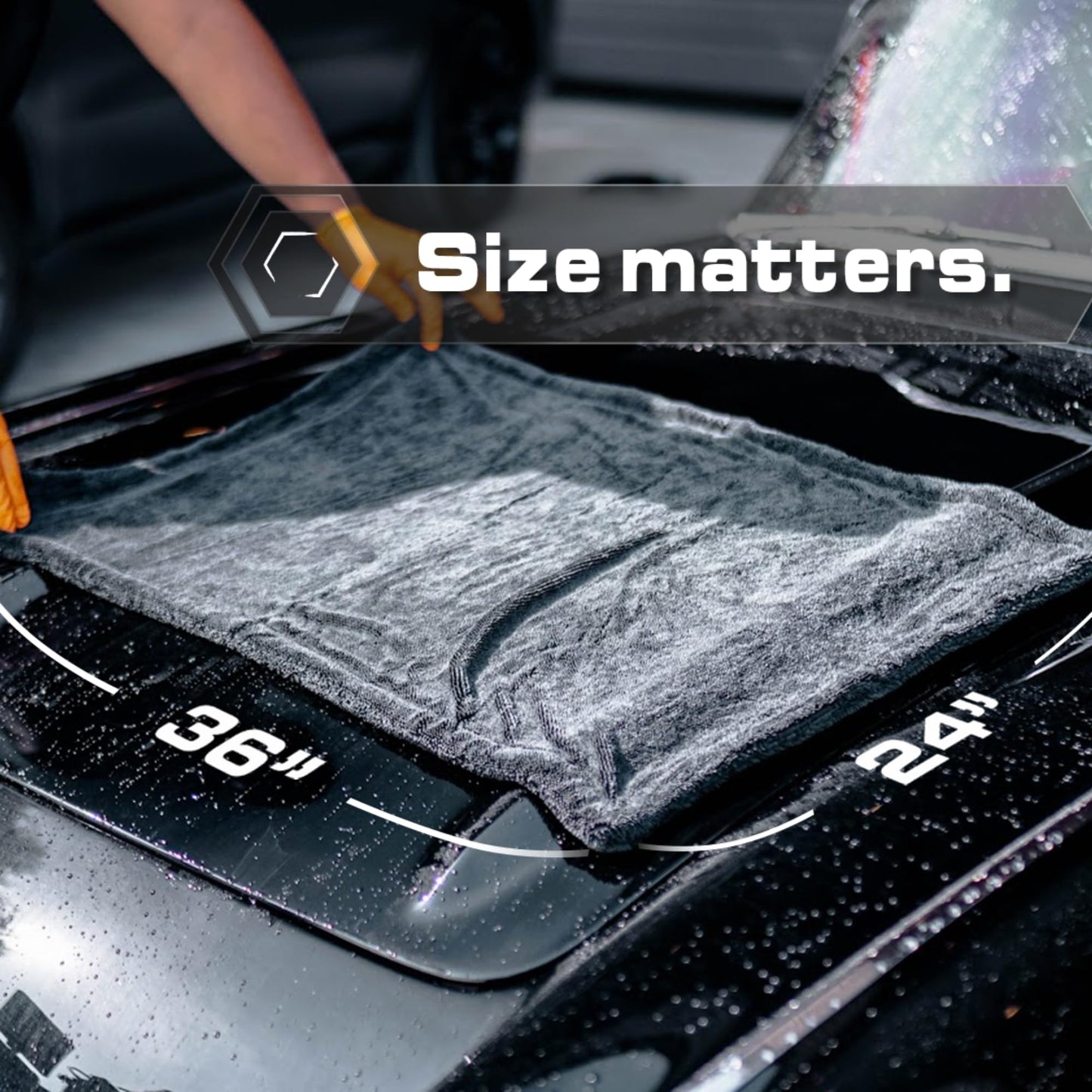 Blackline 24"x36" Twisted-Loop Car Drying Towel, 1300GSM, Streak Free, Lint Free, Reusable - Car Accessories, Microfiber Cleaning Cloth for Car, Truck, SUV - One Pass is All You Need
