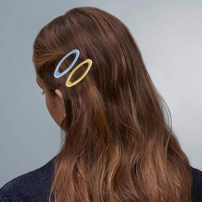 20PCS Oval Metal Snap Clips for Women No Slip Small Barrettes for Thin Fine Hair,Matte Blue Yellow Purple Pink