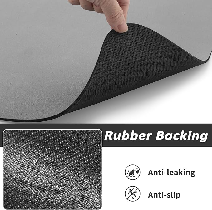 Dog Food Mat - Absorbent Cat Mat for Food and Water, No Stains Pet Feeding Bowl Mat, Easy to Clean Pet Placemats, Quick Dry Dog Water Dispenser Mat for Messy Drinkers | Grey 16"x 24"