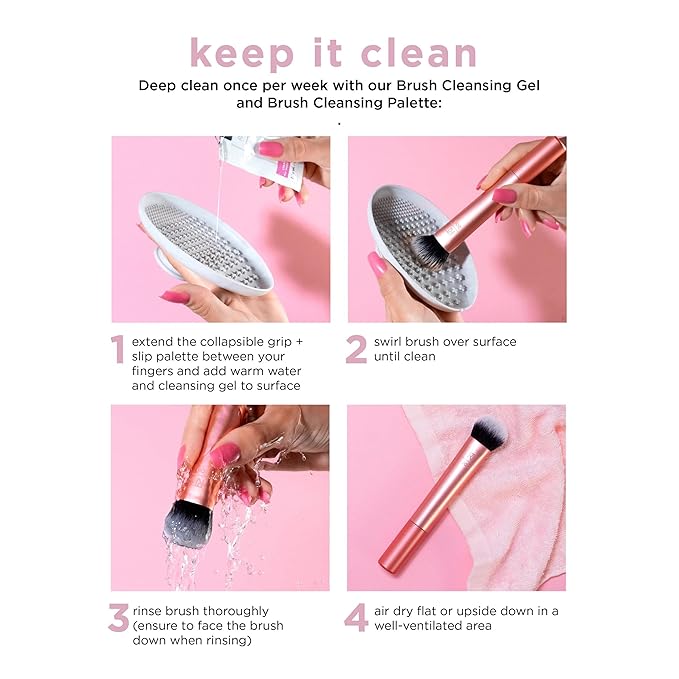 Real Techniques Seamless Complexion Makeup Brush, For Foundation, Primer, & Moisturizer, Multipurpose Foundation Brush Or Skincare Tool, Streak-Free, Buildable Coverage & Natural Finish, 1 Count