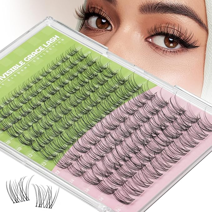 KEYYOU Venus Lash Clusters C Curl Fairy Lash Extension Eyelash Extension Wispy Natural Invisible Band Lash with Waterproof DIY Lash Extension at Home(Venus-C-16MM)