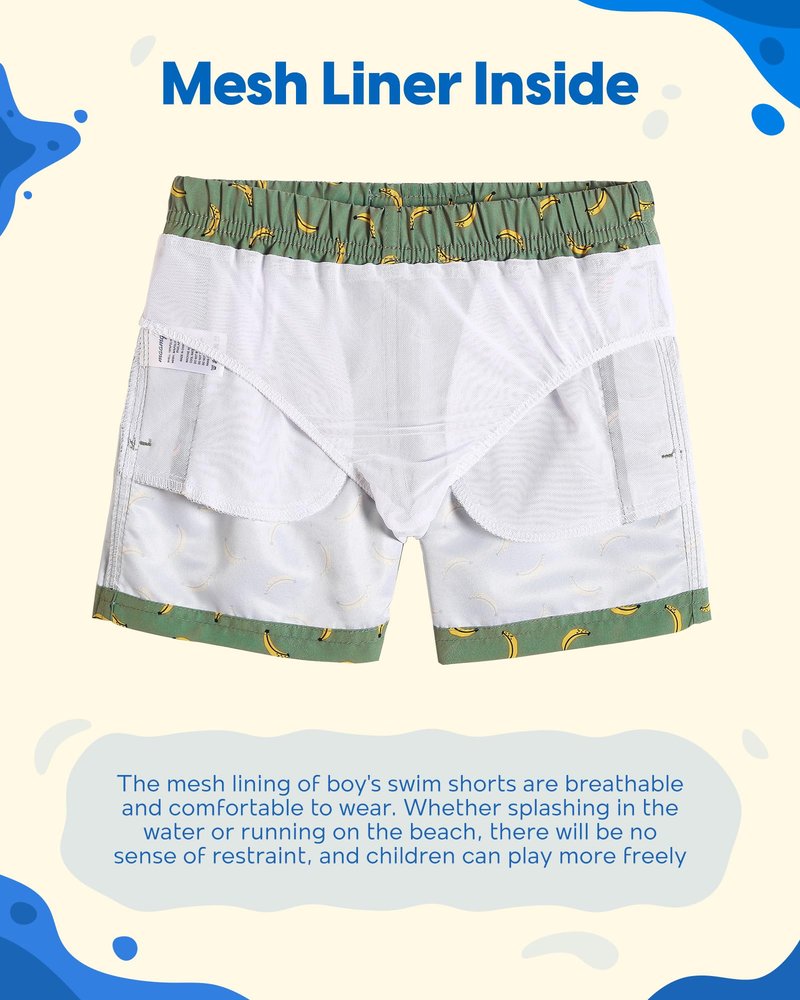 maamgic Boys Swim Trunks Toddler Swim Shorts Little Boys Bathing Suit Swimsuit Toddler Boy Swimwear,Banana-Matcha Green,8 T