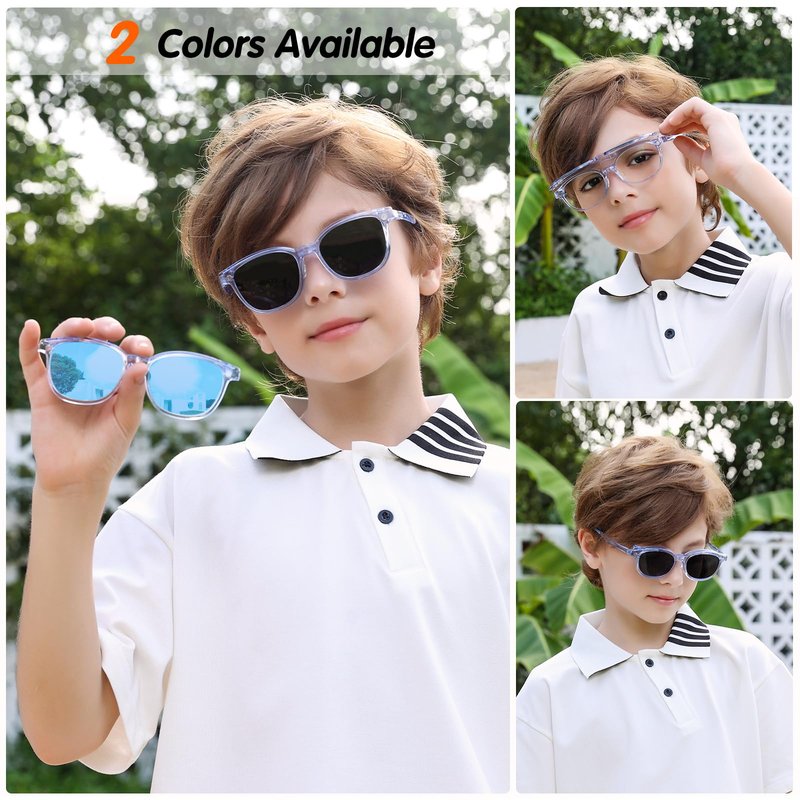 EYEBUDDY Kids Sunglasses for Boys Girls, Toddler Polarized Sunglasses for Age 3-12, Clip-on UV Protection Children Sun Glasses