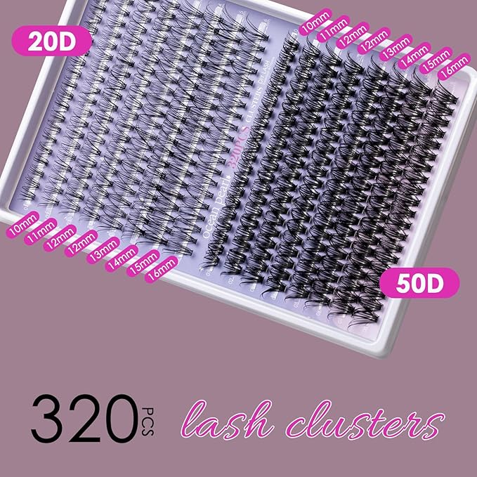 Individual Lashes with bond and seal Lash Remover DIY Lash Extension Kit 320 Pcs Cluster Lashes 10-16mm Natural Light C/D False Eyelashes for Beginner Makeup at Home (20D+50DÃ¯Â¼Â