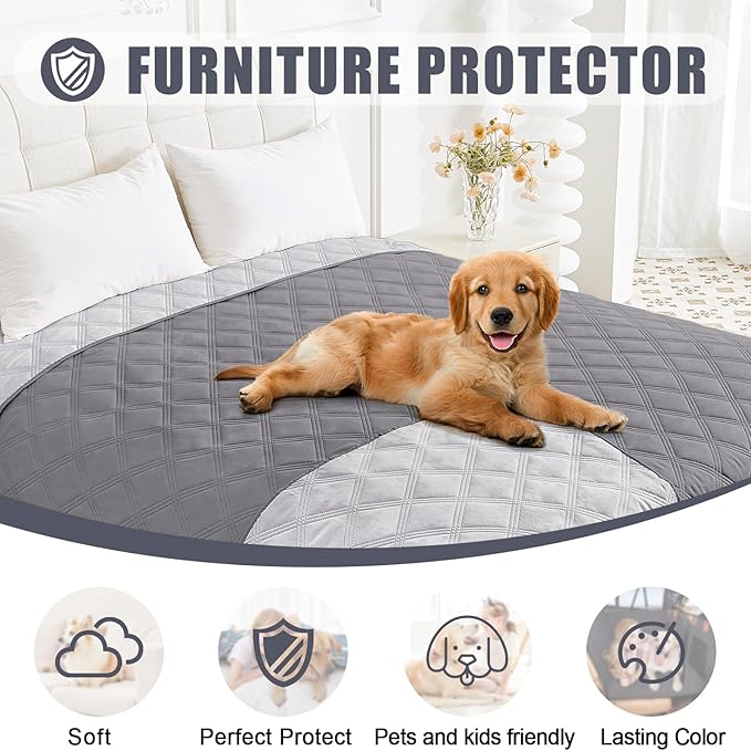 Smiry Waterproof Dog Bed Cover Blanket 40x80, Soft Reversible Pet Blanket, Washable Leakproof Cats Dogs Couch Cover for Sofa, Couch, Furniture, Grey/Light Grey
