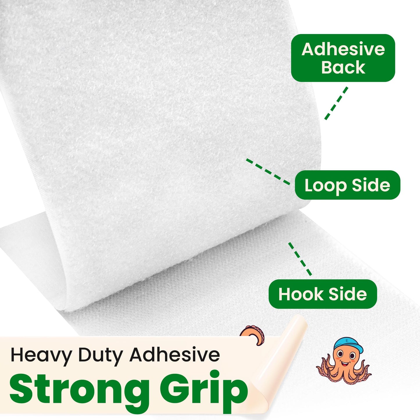 ECOHomes Heavy Duty Strips for Couch Cushions 4 Inch x 6.5 FT Keep Sofa Cushions from Sliding - Adhesive Hook and Loop Tape Roll to Prevent Sliding Couch Cushion, Outdoor Non Slip Furniture Grip White