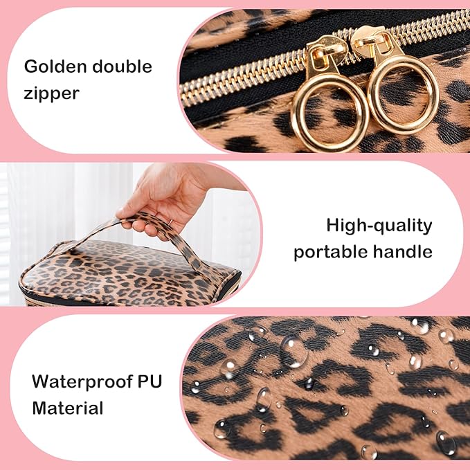 Uross Nail Polish Organizer Bag Holds 30 Bottles Nail Polish & Nail Kit -Nail Polish Storage Organizer Bag Nail Supplies Organizer Case for nail tech - Leopard