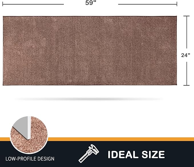 PURRUGS Dirt Trapping Door Mat 24" x 59", Non-Slip Machine Washable Entryway Rug, Dog Doormat, Indoor Front Door Mat, Super Absorbent Entry Rug for Muddy Shoes & Paws, Brown-Light Cream