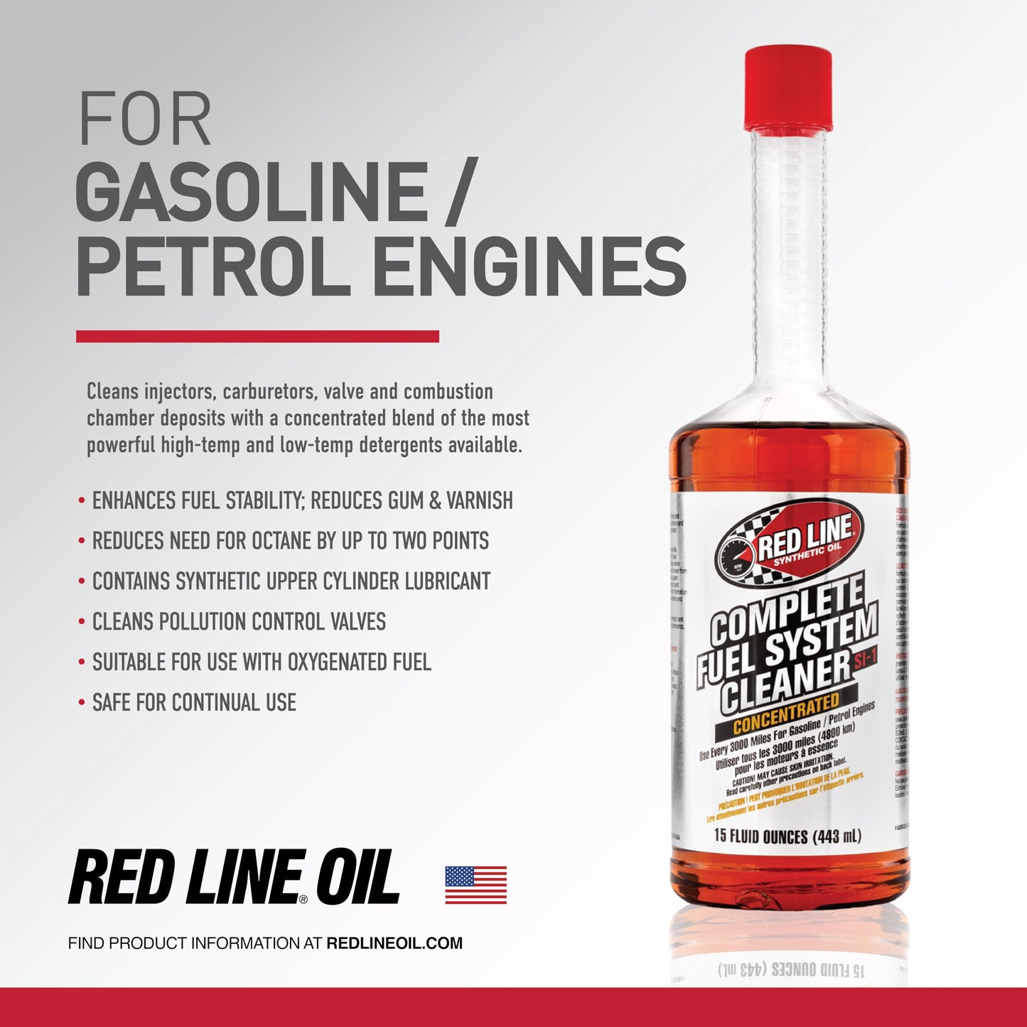 Red Line 60103 SI-1 Complete Fuel System Cleaner, Cleans and Prevents Corrosion in Fuel Systems, Cleans Injectors, Carburetors, Valve and Combustion Chamber Deposits - 15 Ounce (2 Pack)