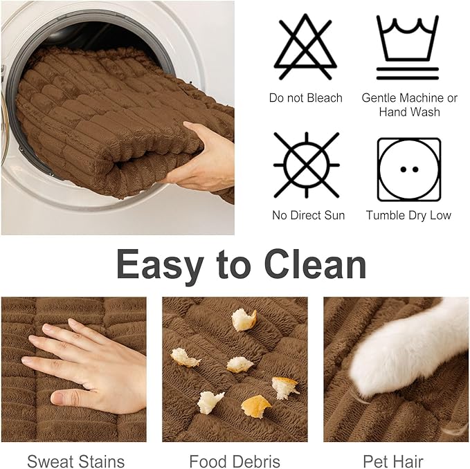 hyha Couch Covers for Dogs Washable, Non Slip Plush Dog Sofa Protectors, Fuzzy Pet Couch Covers for 3 Cushion Sofa Pet Friendly (Brown, 27.6" x 27.6")