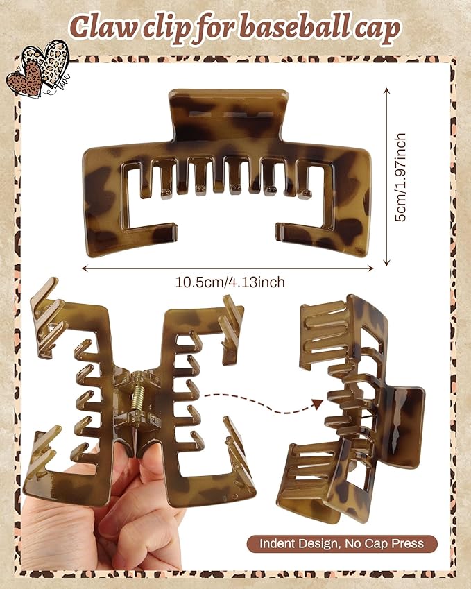 Hat-Friendly Claw Clips for Baseball Caps - 4 Pcs Trucker Hat Hair Clips for Women, Claw Clips for Thick Hair Hat Hairstyles, Gifts Hair Accessories