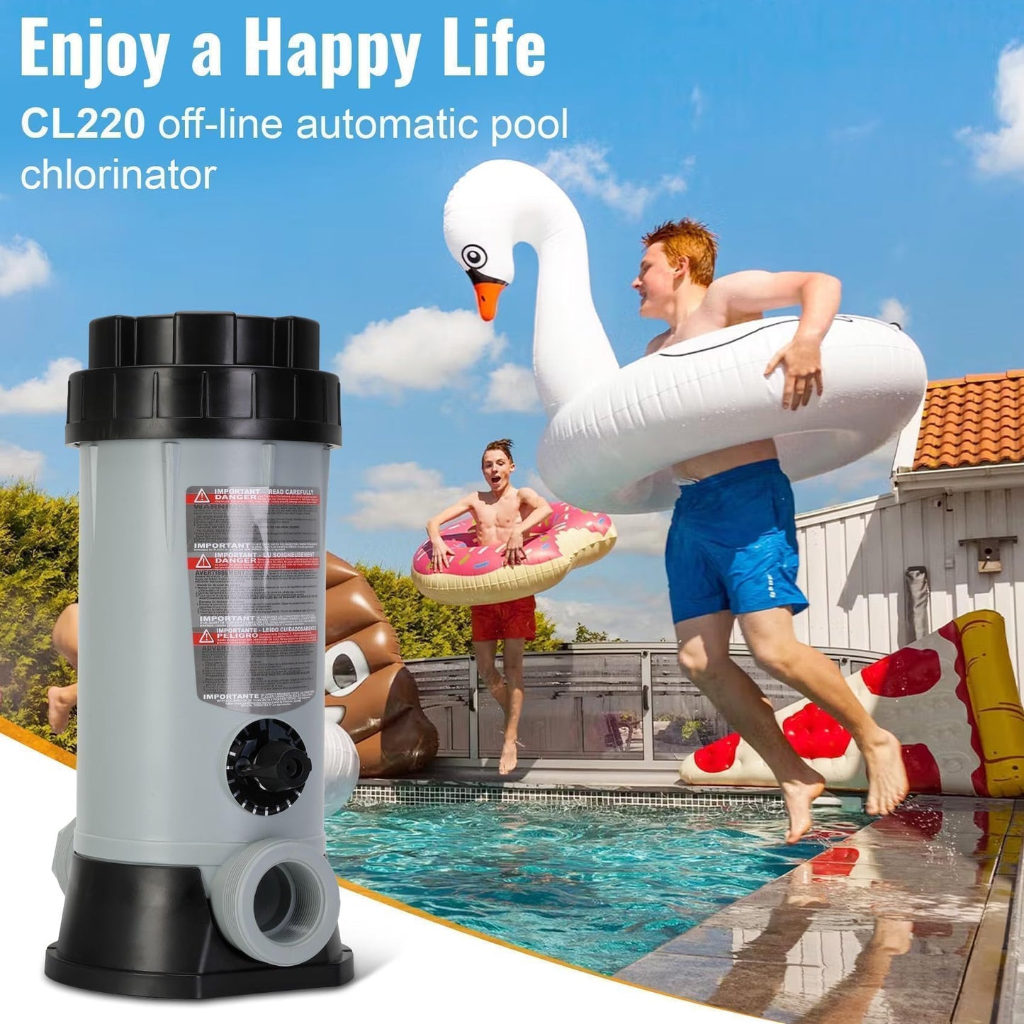 CL220 Offline Chlorinator for Swimming Pool Ponds,Replacement Hayward cl220 Chlorine Feeder,9 lbs Capacity,360 ° Adjustable Water Flow Knob, Thickened ABS Material