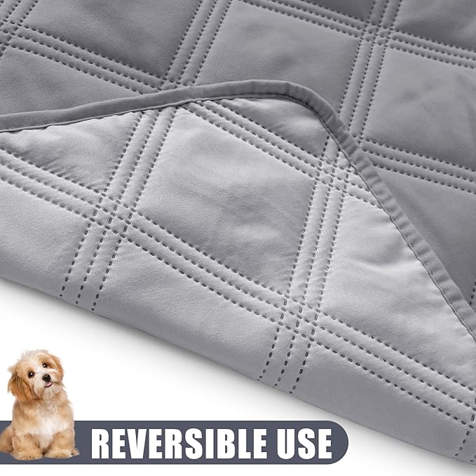 Smiry Waterproof Dog Bed Cover Blanket 68x82, Soft Reversible Pet Blanket, Washable Leakproof Cats Dogs Couch Cover for Sofa, Couch, Furniture, Grey/Light Grey