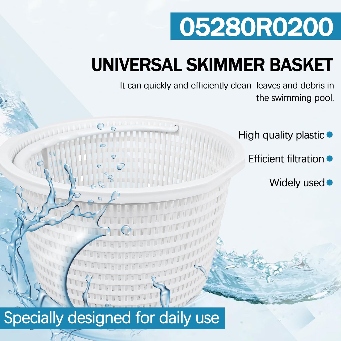 8'' Durable Custom Molded Replacement Inground Pool Skimmer Basket 27180-009-000, Perfect Fit for Hayward Skimmers B-9 B9 U-3 SPX1070E