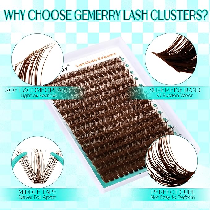 Brown Lash Clusters 280PCS Eyelash Clusters Natural Looking Individual Lash Extenison Fluffy Cluster Lashes DIY Lashes at Home by GEMERRY（200P-10-18mm-Brown)