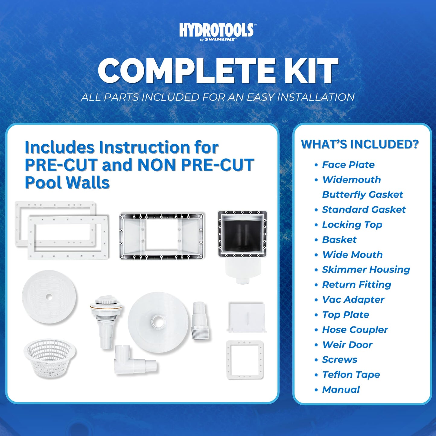 SWIMLINE HYDROTOOLS Standard Wide Mouth Above Ground Pool Skimmer Kit | ABS Construction | Pool Skimmer | Wide Mouth | Snap-In & Removable Weir | Above Ground Pool Skimmer | Easy Basket Access