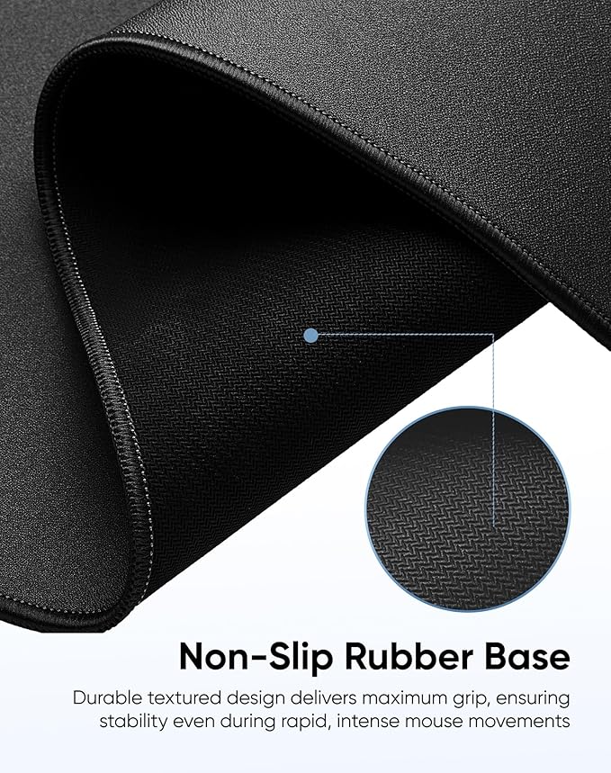 Waterproof Large Gaming Mouse Pad with Durable Stitched Edges, Non-Slip Rubber Base, Grainy Jacquard Mouse Mat Desk Pad for Home Office Gaming, 35.4''x15.7''x0.12'', Matte Black