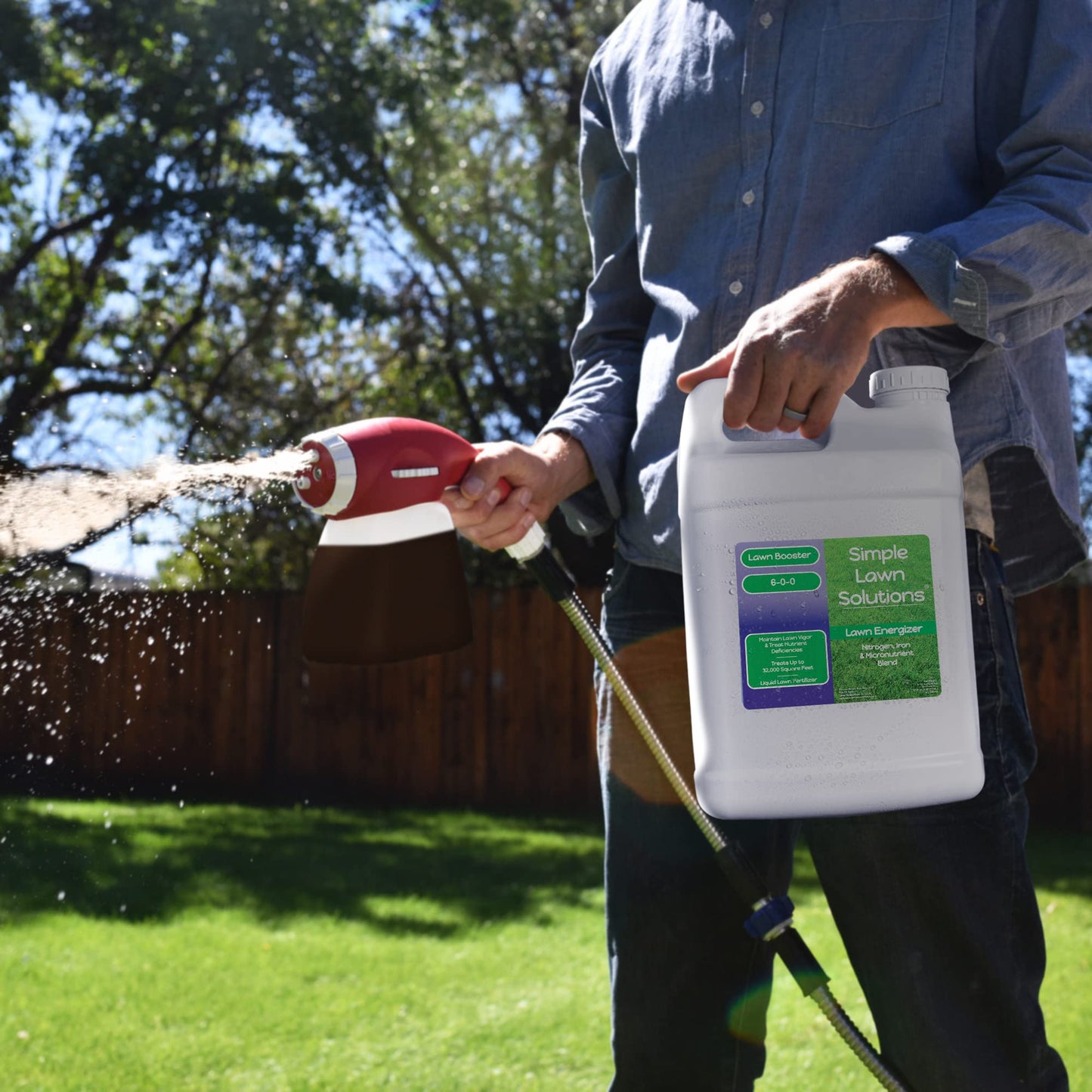 Commercial Grade Lawn Energizer- Grass Micronutrient Booster with Iron and Nitrogen- Liquid Turf Spray Concentrated Fertilizer- Any Grass Type, All Year- Simple Lawn Solutions (2.5 Gallons)