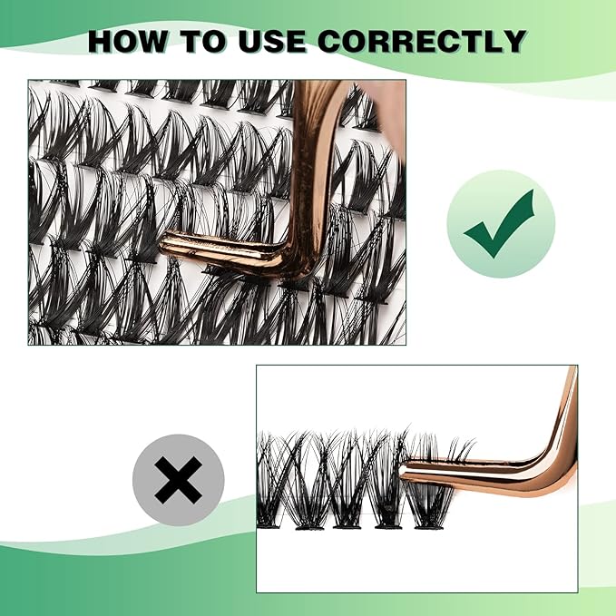 KEYYOU Lash Clusters 300pcs Individual Lashes 50D 0.07D Curl 14mm DIY Eyelash Extension Large Tray Volume Soft&Natural Cluster Lashes(50D-0.07D,14Ã¯Â¼Â