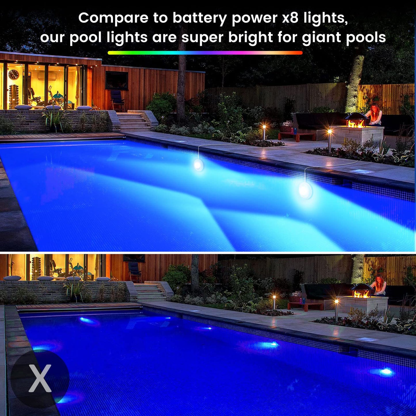 LyLmLe LED Pool Lights, 20W Smart RGB Magnetic Submersible Light with APP Control, 800lm Dimmable, IP68 Waterproof 12V Nicheless Underwater Lights for Inground Aboveground Pools