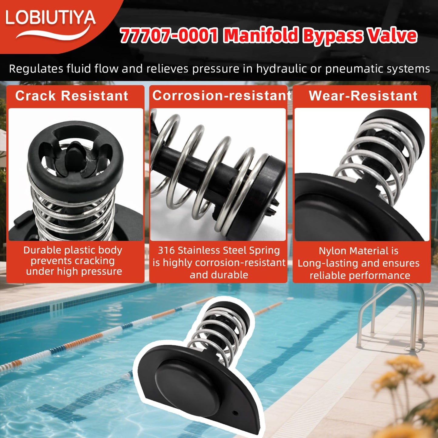 LOBIUTIYA 77707-0010 Thermal Regulator and 77707-0001 Manifold Bypass Valve Kit Compatible with MasterTemp 400 250 200 300 333 and Sta-Rite Pool and Pool Heaters, 38000-0007S Thermal Regulator kit