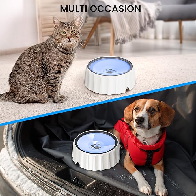 Dog Small Animals Water Bowl No Spill 70oz/2L Large Capacity Dispenser Non Slip No Splash Small Animals Bowl Pet Slow Feeder No Drip Dog Water Bowl on Vehicle for Dogs and Cats - Purple