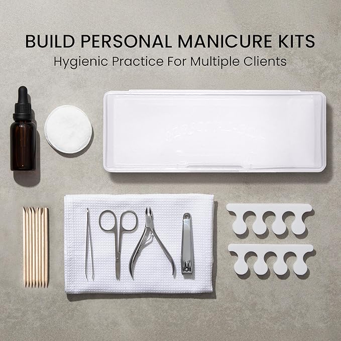 Beauticom Personal Box Storage Case for Professional Manicurist Nails Pedicure (Large Size) (4 Pieces, FROSTED)