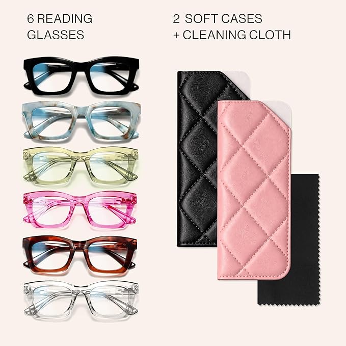 CCVOO 2.5 Oprah Style Reading Glasses for Women, Stylish Eyeglasses, Blue Light Readers for Women, Cheaters, (A8 Glow Theory)