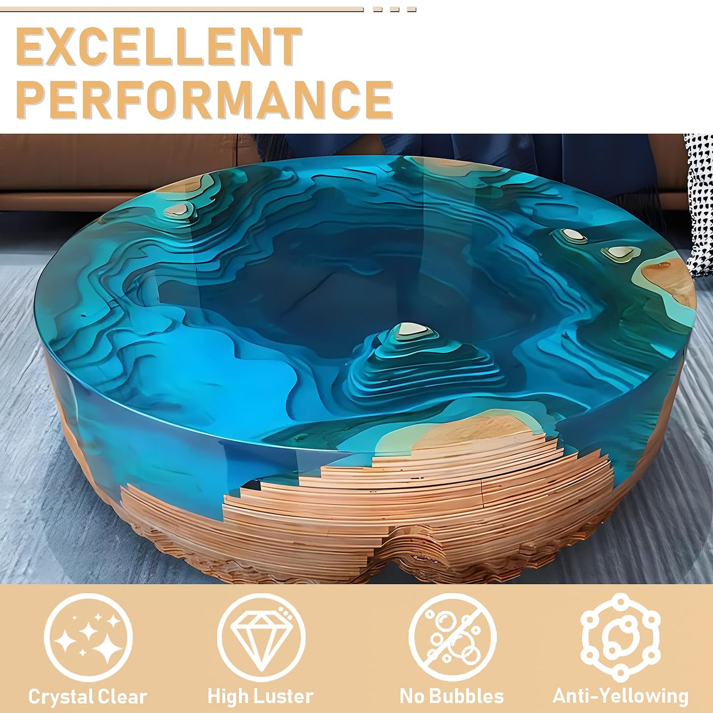 Puduo Epoxy Resin Kit 72OZ，Newly Formulated Crystal Clear Epoxy Resin，Strong, Bubble-Free, Anti-Yellowing Art Resin that，Suitable for Casting, DIY, Molds, Jewelry, Easy to Mix 1:1 Ratio