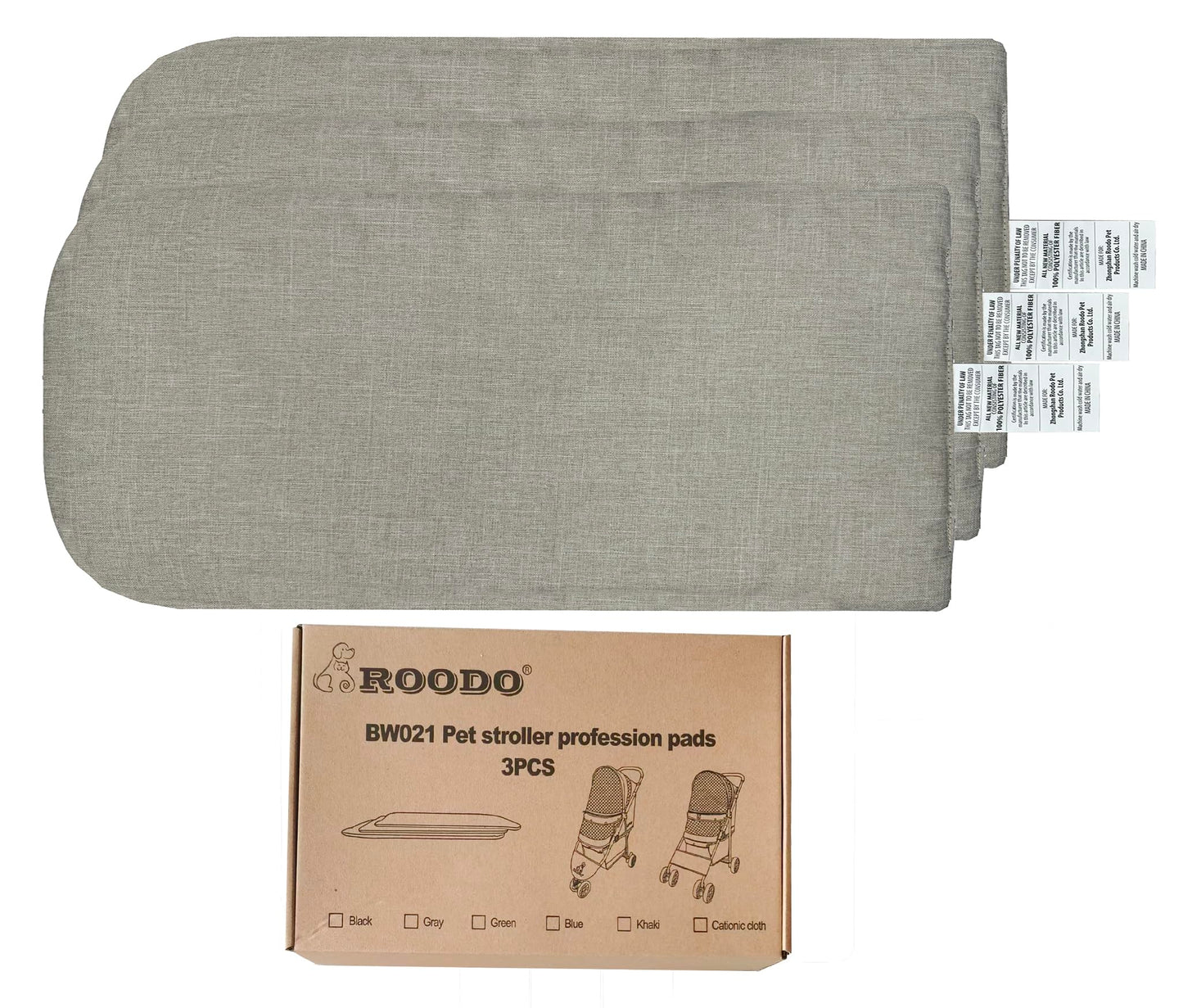 ROODO Pet Stroller Mat,Dog Stroller Cushion,Inner Pad for Exclusive Use,Original,Replaceable,Easy to Clean,Set of 3 pc(Khaki)