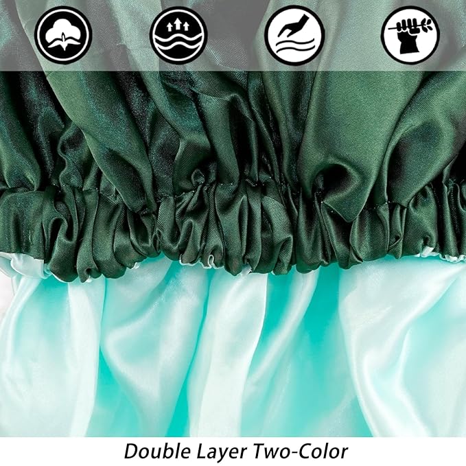 Satin Bonnet Silk Bonnet Hair Bonnet for Sleeping-Slouchy Beanie Hat Satin Sleep Cap for Women's Natural & Curly Hair(Blackish Green)