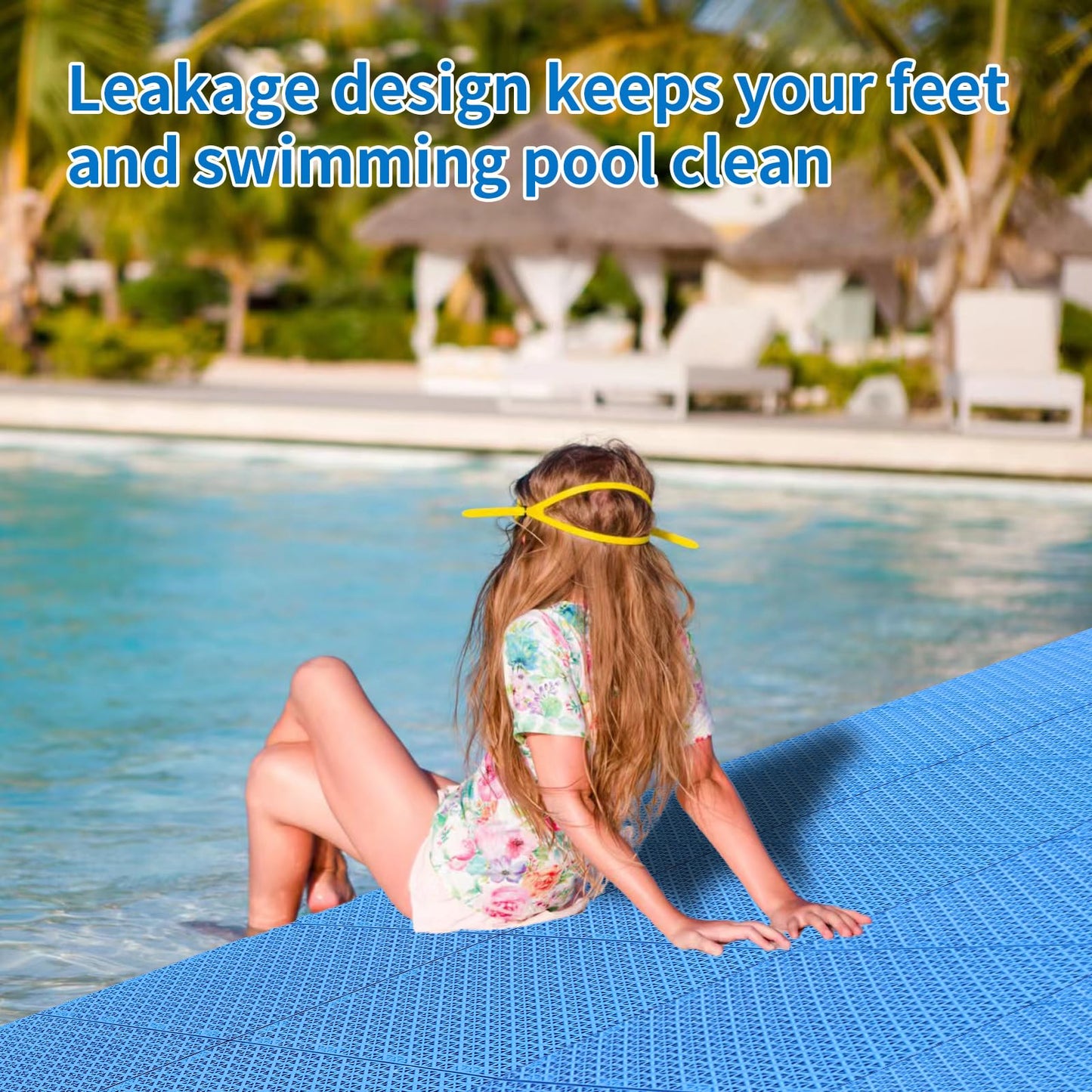 16pcs Pool Drainage Mat,Above Ground Walkways to Prevent Dirt from Entering the Pool, Pool Mats with Multiple Splicing Methods,Interlocking Plastic Floor for Pools Shower Rooms (9.84" x 9.84")
